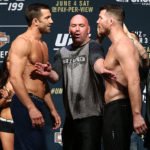 Luke Rockhold with Michael Bisping and Dana White