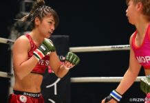 Rena Kubota (left) vs. Kanna Asakura in RIZIN FF