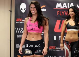 Mackenzie Dern (pictured at Invicta FC 26 weigh-ins) blew weight badly for UFC 224