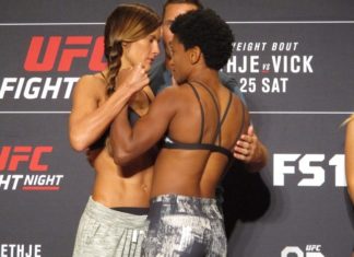 Cortney Casey (left) and Angela Hill, UFC Lincoln