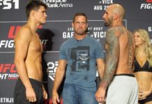 Mickey Gall (left) and George Sullivan facing off ahead of UFC Lincoln