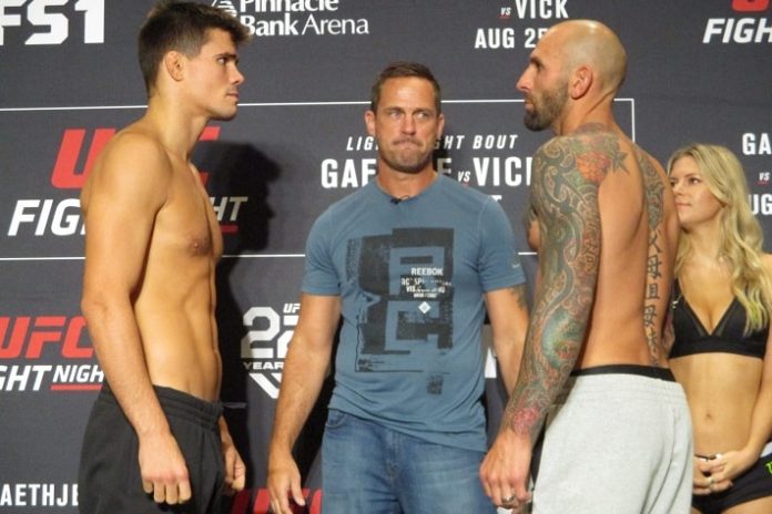 Mickey Gall (left) and George Sullivan facing off ahead of UFC Lincoln