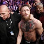 Conor McGregor exiting the cage following UFC 229