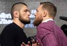 Khabib Nurmagomedov and Conor McGregor face off ahead of UFC 229