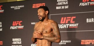 Michael Johnson looked to be in a celebratory mood after making weight at the UFC Philadelphia (UFC on ESPN 2) official weigh-in