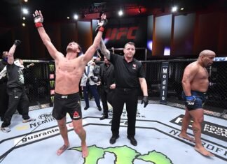 Stipe Miocic and Daniel Cormier following UFC 252