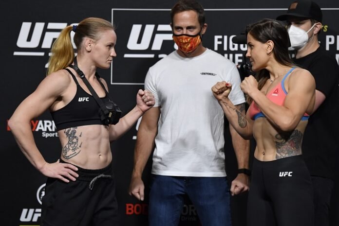 Valentina Shevchenko and Jennifer Maia, UFC 255 weigh-in