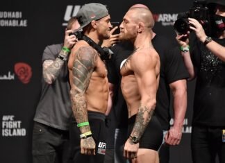 Dustin Poirier and Conor McGregor, UFC 257 weigh-in