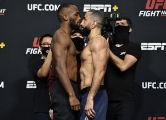 Leon Edwards and Belal muhammad, UFC Vegas 21 face-off