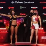 Alejandra Lara and Kana Watanabe, Bellator 255 weigh-in