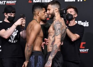 After Weigh-In Miss, Jonathan Martinez Out of UFC Vegas 36 Fight Against Marcelo Rojo Jonathan Martinez and Marcelo Rojo, UFC Vegas 36 face-off