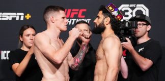 Jamie Mullarkey and Muhammad Naimov UFC Vegas 74 weigh-in