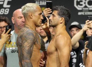 Charles Oliveira and Beneil Dariush, UFC 289 ceremonial weigh-in