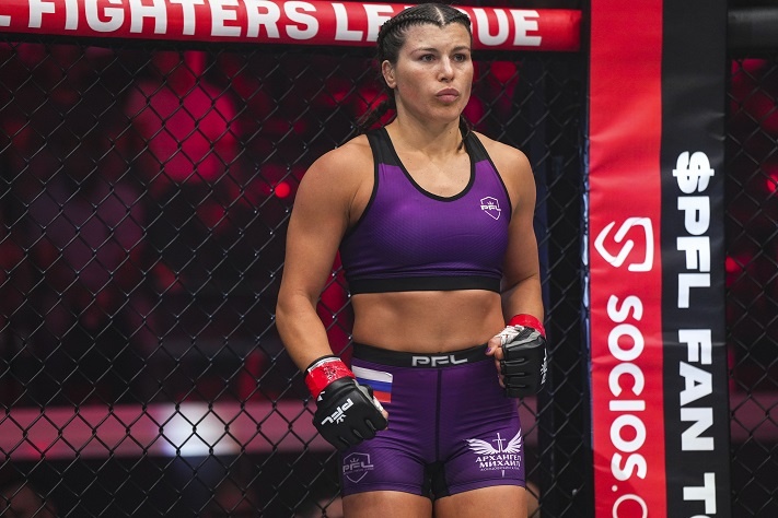 Marina Mokhnatkina locks up an armbar and a spot in the PFL Women's  Featherweight World Championship fight, Professional Fighters League News