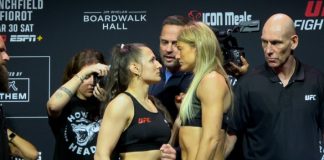 Erin Blanchfield and Manon Fiorot, UFC Atlantic City ceremonial