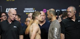 Arnold Allen and Giga Chikadze, UFC 304 ceremonial weigh-in