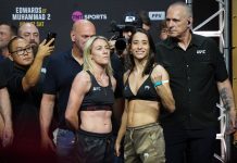 Molly McCann and Bruna Brasil, UFC 304 ceremonial weigh-in