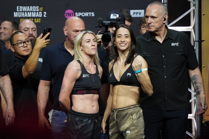 Molly McCann and Bruna Brasil, UFC 304 ceremonial weigh-in