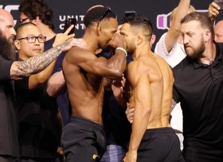 UFC 319: Lerone Murphy Smashes Aaron Pico With Spinning Elbow, Spoils Debut Lerone Murphy and Aaron Pico, UFC 319