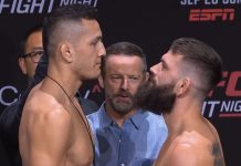 UFC Perth: “Battle Giraffe” Cam Rowston Makes Splash in Debut, Stops Andre Petroski Cameron Rowston and Andre Petroski, UFC Perth