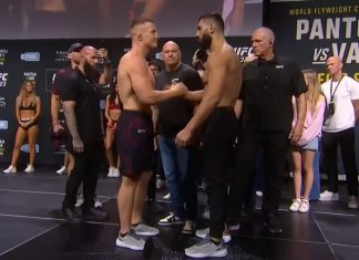 Iwo Baraniewski and İbo Aslan, UFC 323 weigh-in Credit: Youtube/UFC