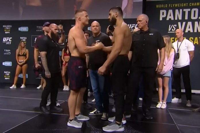 Iwo Ibo Iwo Baraniewski and İbo Aslan, UFC 323 weigh-in Credit: Youtube/UFC