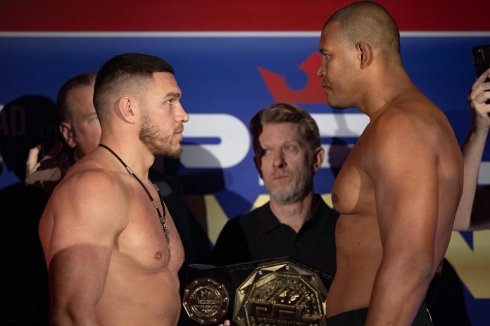 2025 PFL Europe 4: Ceremonial Weigh-Ins Vadim Nemkov and Renan Ferreira, PFL Lyon weigh-in