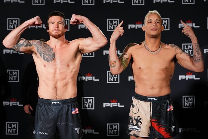 2026 PFL Pittsburgh Ceremonial Weigh-Ins Johnny Eblen and Bryan Battle, PFL Pittsburgh
