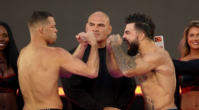 MVP MMA: Bloodied Nate Diaz Sees Corner Throw in Towel, Mike Perry Gets TKO Win Nate Diaz and Mike Perry, MVP MMA 1