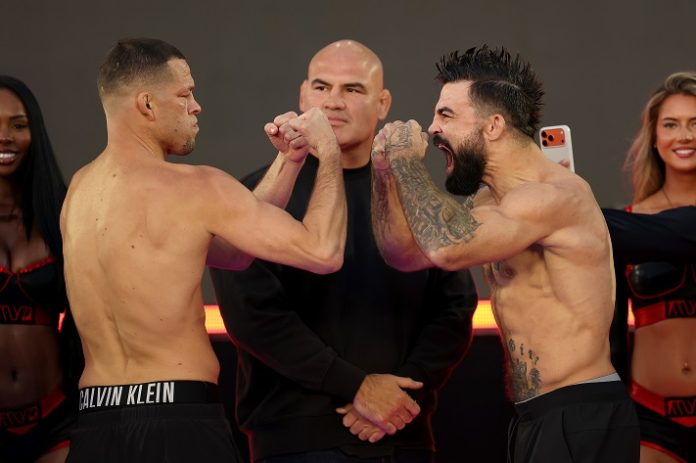 Netflix's Ronda Rousey vs. Gina Carano - Weigh-In Nate Diaz and Mike Perry, MVP MMA 1