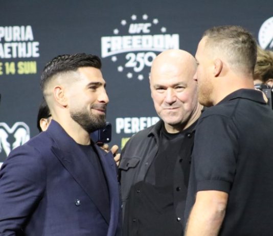 Ilia Topuria and Justin Gaethje, UFC Freedom 250