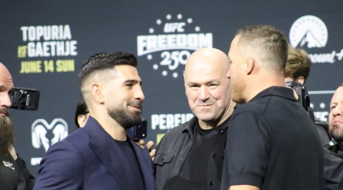 Ilia Topuria and Justin Gaethje, UFC Freedom 250