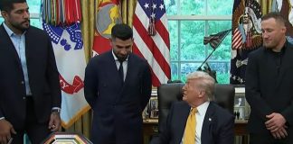 Alex Pereira, Ilia Topuria, Donald Trump and Justin Gaethje, White House