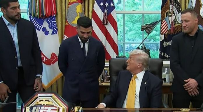 Alex Pereira, Ilia Topuria, Donald Trump and Justin Gaethje, White House
