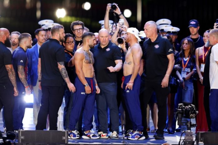 UFC Freedom 250 Ceremonial Weigh-in Ilia Topuria and Justin Gaethje, UFC Freedom 250 at the White House