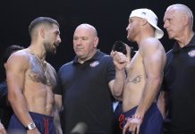 Ilia Topuria and Justin Gaethje, UFC Freedom 250 ceremonial weigh-in