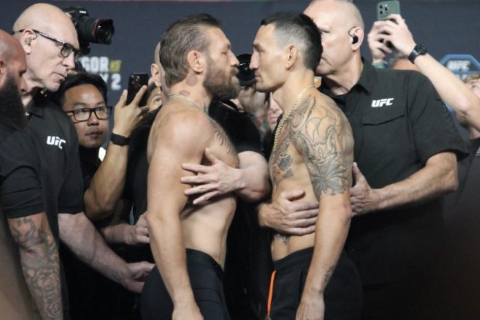 UFC 329 ceremonial weigh-in 50 Conor McGregor and Max Holloway, UFC 329
