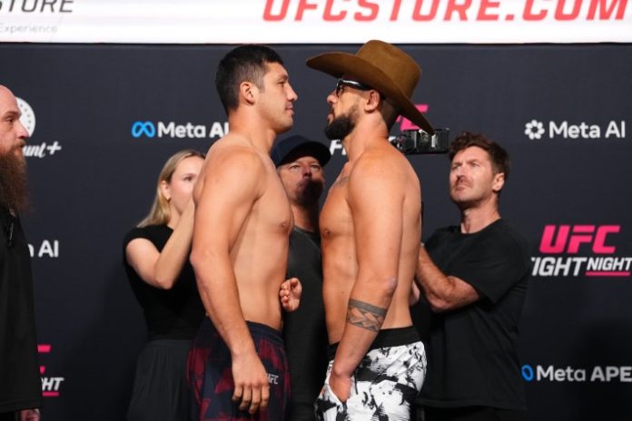 UFC Fight Night: Gamrot v Salkilld Weigh-in Diyar Nurgozhay and Bruno Lopes, UFC Vegas 120